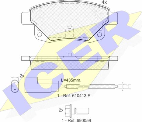 Icer 141794 - Комплект спирачно феродо, дискови спирачки vvparts.bg