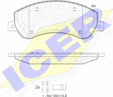 Icer 141793-204 - Комплект спирачно феродо, дискови спирачки vvparts.bg