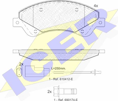 Icer 141792 - Комплект спирачно феродо, дискови спирачки vvparts.bg