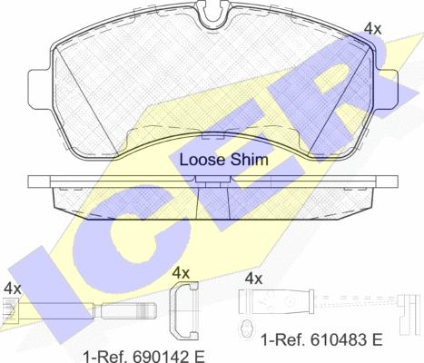 Icer 141785-203 - Комплект спирачно феродо, дискови спирачки vvparts.bg