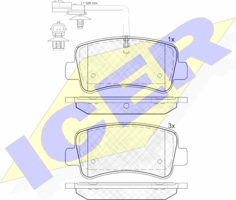 Icer 142001 - Комплект спирачно феродо, дискови спирачки vvparts.bg