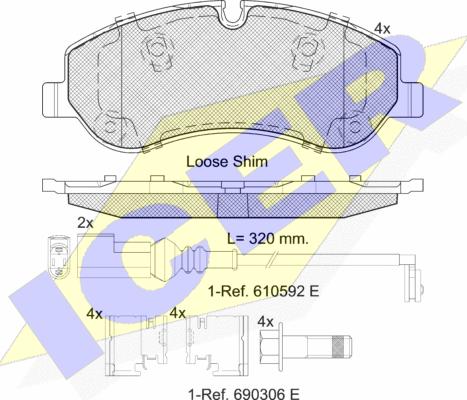 Icer 142119 - Комплект спирачно феродо, дискови спирачки vvparts.bg