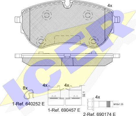 Icer 142319 - Комплект спирачно феродо, дискови спирачки vvparts.bg