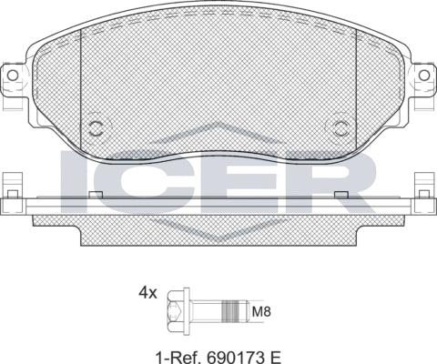 Icer 142219LM - Комплект спирачно феродо, дискови спирачки vvparts.bg