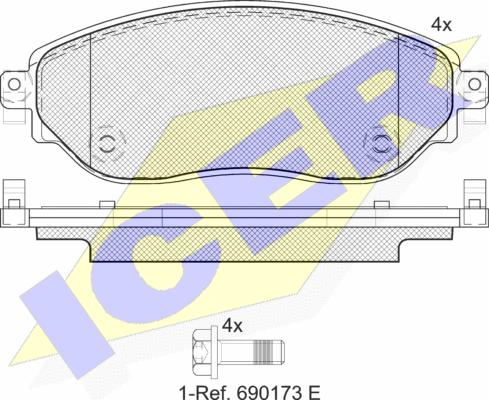 Icer 142219 - Комплект спирачно феродо, дискови спирачки vvparts.bg