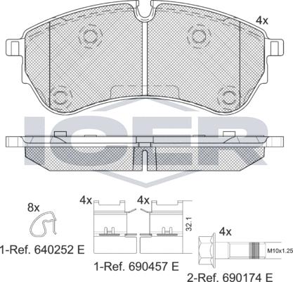 Icer 142284LM - Комплект спирачно феродо, дискови спирачки vvparts.bg