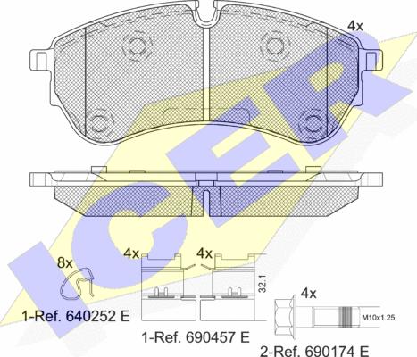 Icer 142284 - Комплект спирачно феродо, дискови спирачки vvparts.bg