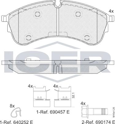 Icer 142283LM - Комплект спирачно феродо, дискови спирачки vvparts.bg