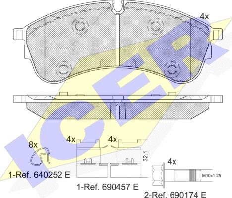 Icer 142283 - Комплект спирачно феродо, дискови спирачки vvparts.bg