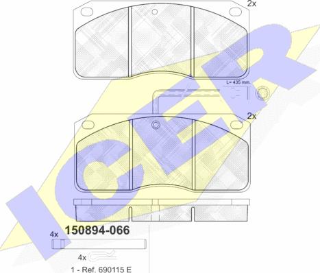 Icer 150894-066 - Комплект спирачно феродо, дискови спирачки vvparts.bg