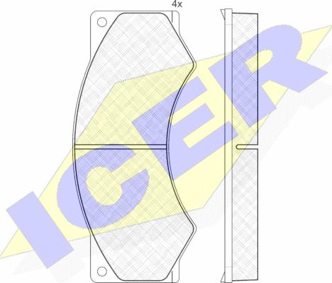 Icer 150764 - Комплект спирачно феродо, дискови спирачки vvparts.bg