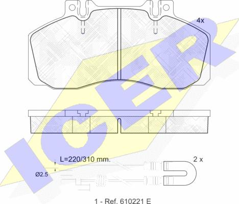 Icer 150722 - Комплект спирачно феродо, дискови спирачки vvparts.bg