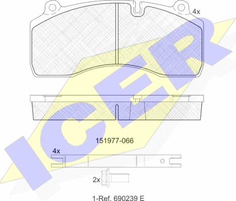 Icer 151977-066 - Комплект спирачно феродо, дискови спирачки vvparts.bg