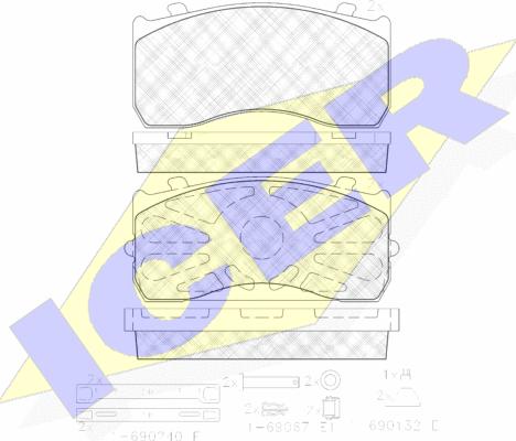 Icer 151404-202 - Комплект спирачно феродо, дискови спирачки vvparts.bg