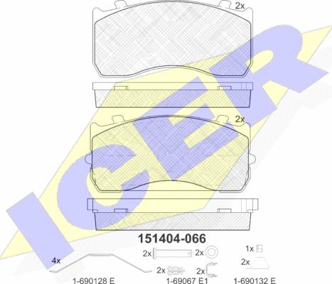 Icer 151404 - Комплект спирачно феродо, дискови спирачки vvparts.bg