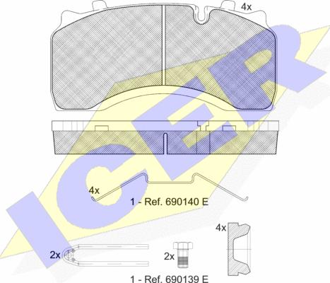 Icer 151430-066 - Комплект спирачно феродо, дискови спирачки vvparts.bg