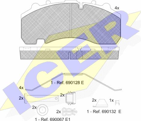 Icer 151630-066 - Комплект спирачно феродо, дискови спирачки vvparts.bg