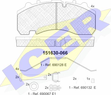 Icer 151630 - Комплект спирачно феродо, дискови спирачки vvparts.bg