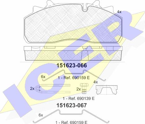Icer 151623-066 - Комплект спирачно феродо, дискови спирачки vvparts.bg