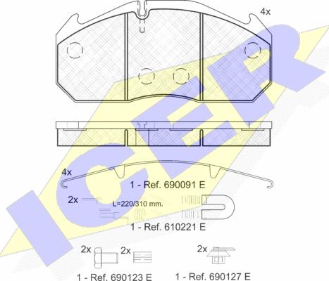 Icer 151040-113 - Комплект спирачно феродо, дискови спирачки vvparts.bg