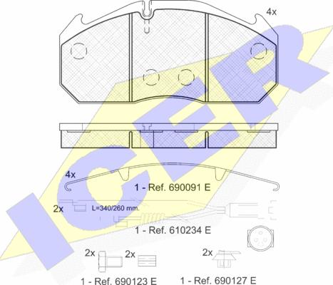 Icer 151040-112 - Комплект спирачно феродо, дискови спирачки vvparts.bg