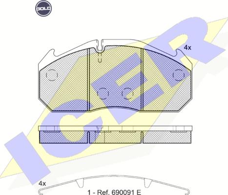 Icer 151040 G - Комплект спирачно феродо, дискови спирачки vvparts.bg