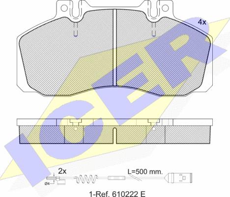 Icer 151080-110 - Комплект спирачно феродо, дискови спирачки vvparts.bg