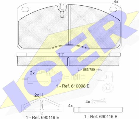 Icer 151079 - Комплект спирачно феродо, дискови спирачки vvparts.bg