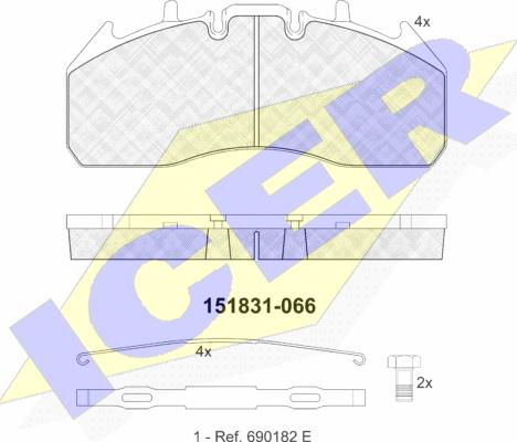 Icer 151831 - Комплект спирачно феродо, дискови спирачки vvparts.bg