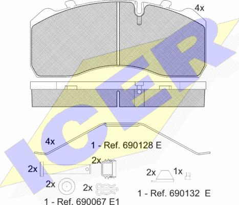 Icer 151254-066 - Комплект спирачно феродо, дискови спирачки vvparts.bg