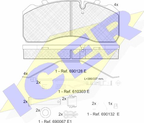 Icer 151254-120 - Комплект спирачно феродо, дискови спирачки vvparts.bg