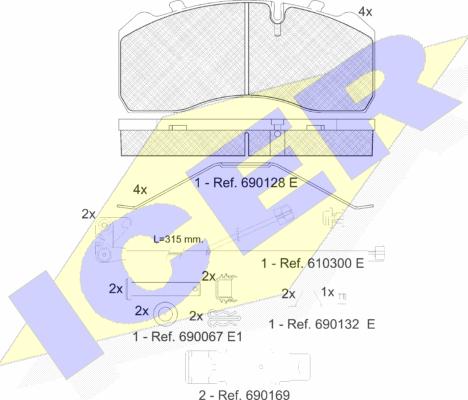 Icer 151254-217 - Комплект спирачно феродо, дискови спирачки vvparts.bg