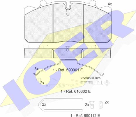 Icer 151253-120 - Комплект спирачно феродо, дискови спирачки vvparts.bg