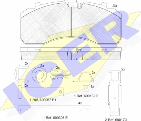 Icer 152091-073 - Комплект спирачно феродо, дискови спирачки vvparts.bg