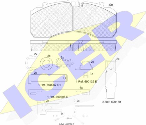 Icer 152091-113 - Комплект спирачно феродо, дискови спирачки vvparts.bg