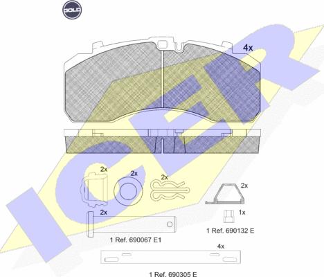 Icer 152091 G - Комплект спирачно феродо, дискови спирачки vvparts.bg