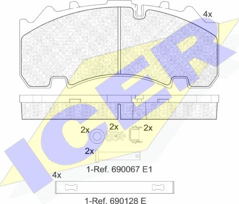 Icer 152155-066 - Комплект спирачно феродо, дискови спирачки vvparts.bg