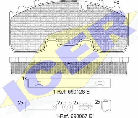 Icer 152156-066 - Комплект спирачно феродо, дискови спирачки vvparts.bg