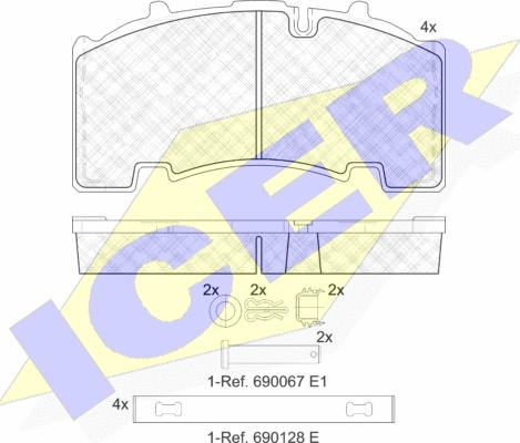 Icer 152135-066 - Комплект спирачно феродо, дискови спирачки vvparts.bg