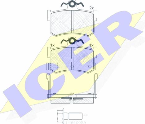 Icer 180995-701 - Комплект спирачно феродо, дискови спирачки vvparts.bg