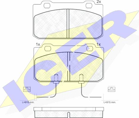 Icer 180943 - Комплект спирачно феродо, дискови спирачки vvparts.bg