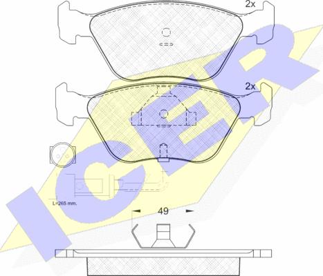 Icer 180954 - Комплект спирачно феродо, дискови спирачки vvparts.bg