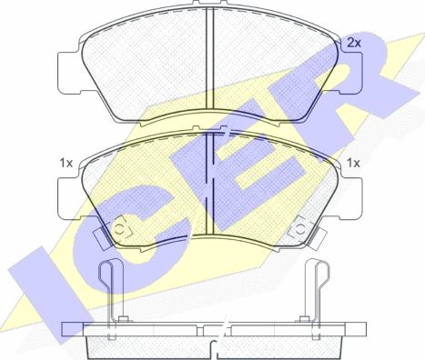 Icer 180958 - Комплект спирачно феродо, дискови спирачки vvparts.bg