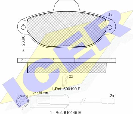 Icer 180953 - Комплект спирачно феродо, дискови спирачки vvparts.bg