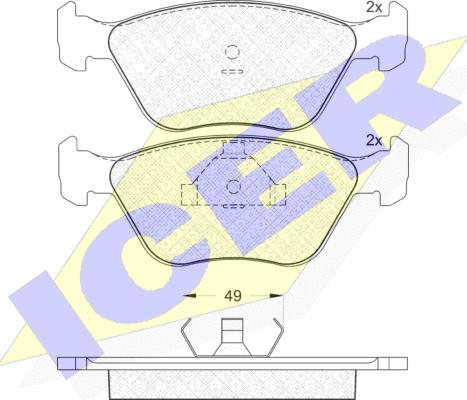 Icer 180952 - Комплект спирачно феродо, дискови спирачки vvparts.bg