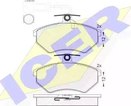 Icer 180987 - Комплект спирачно феродо, дискови спирачки vvparts.bg