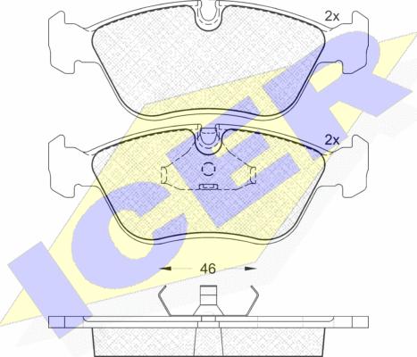 Icer 180934 - Комплект спирачно феродо, дискови спирачки vvparts.bg