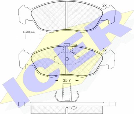 Icer 180932 - Комплект спирачно феродо, дискови спирачки vvparts.bg