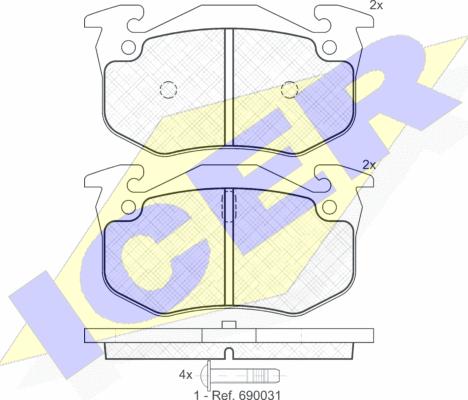 Icer 180929 - Комплект спирачно феродо, дискови спирачки vvparts.bg