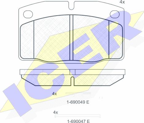 Icer 180454-072 - Комплект спирачно феродо, дискови спирачки vvparts.bg